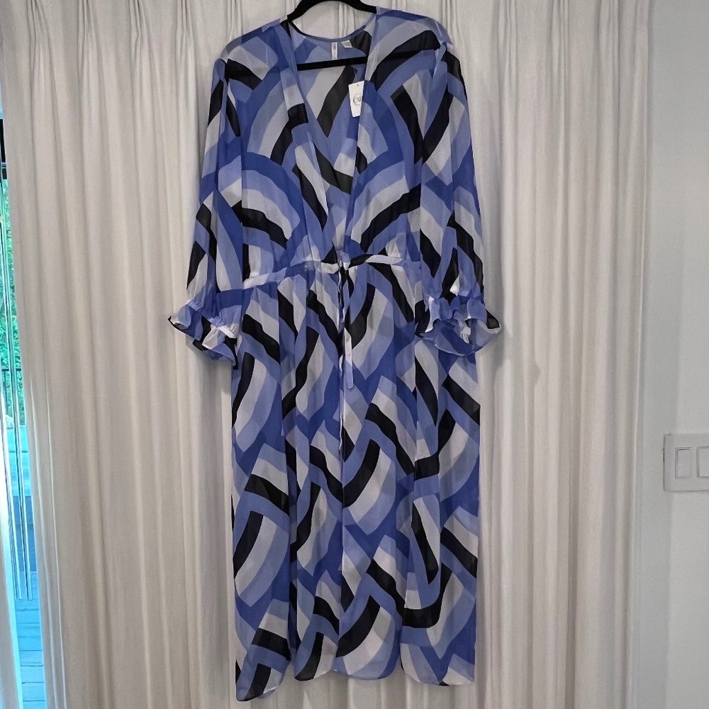 Cato Blue, Black and White Swimsuit Cover-Up